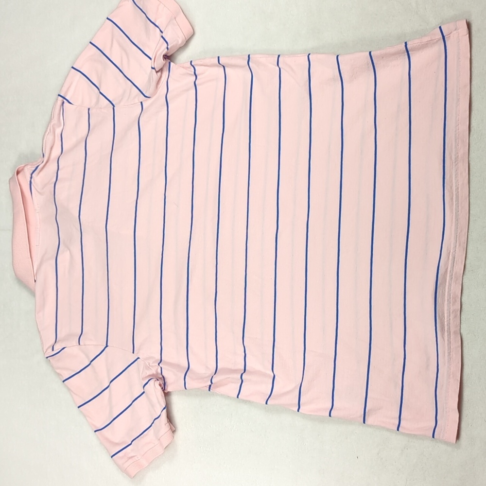 Criquet Organic Cotton Pocket Golf Polo Pink & Blue Stripes Mens Size Large - Picture 4 of 4